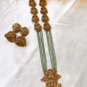 Green Beads Temple Long Haaram