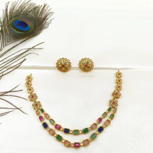 Navaratna Double Layer Necklace