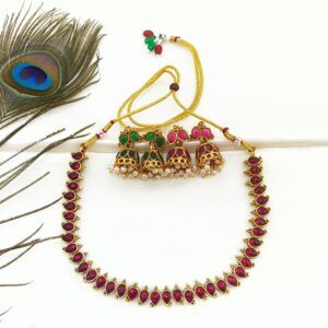 Double Side Ruby Green Necklace