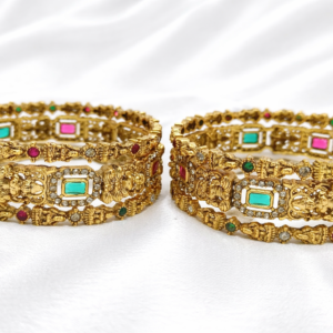Ruby-Green Stone Gold Bangles 2/4