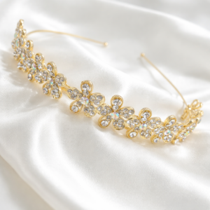 Crystal White Stone Gold HairBand