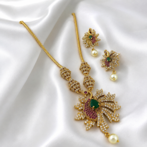Peacock Pendant AD Stone Necklace