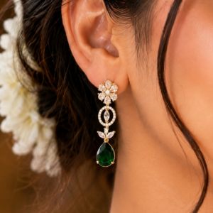 Emerald Green Floral Earrings